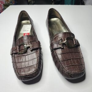 Anne Klein Brown Akgreater Leather Loafer Shoe Size 9.5M Slip On